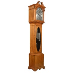 Victorian Oak Eight Day Musical and Quarter Chiming Long Case Clock