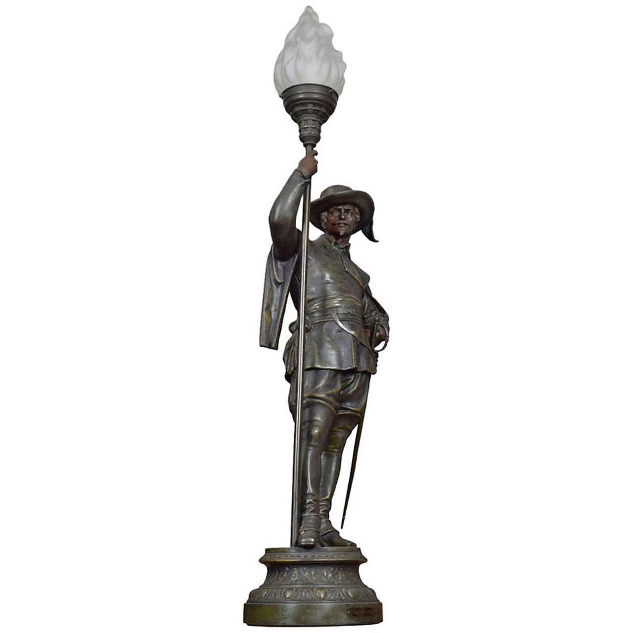 Late 19th Century French Renaissance Soldier Holding a Lamp