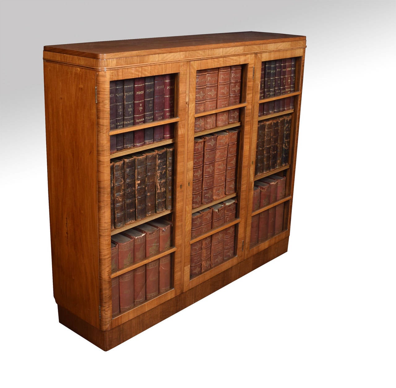 British Art Deco Three Door Glazed Bookcase