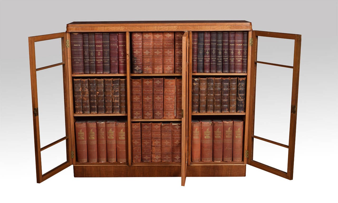 Art Deco Three Door Glazed Bookcase In Excellent Condition In Cheshire, GB
