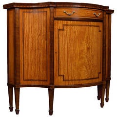 Sheraton Revival Inlaid Serpentine Fronted Cabinet 12