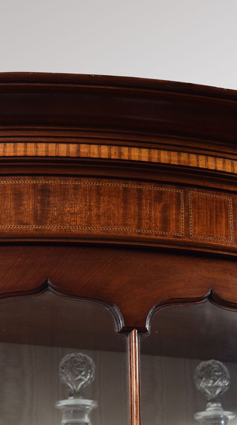 19th Century Mahogany Sheraton Revival Bowed Display Cabinet