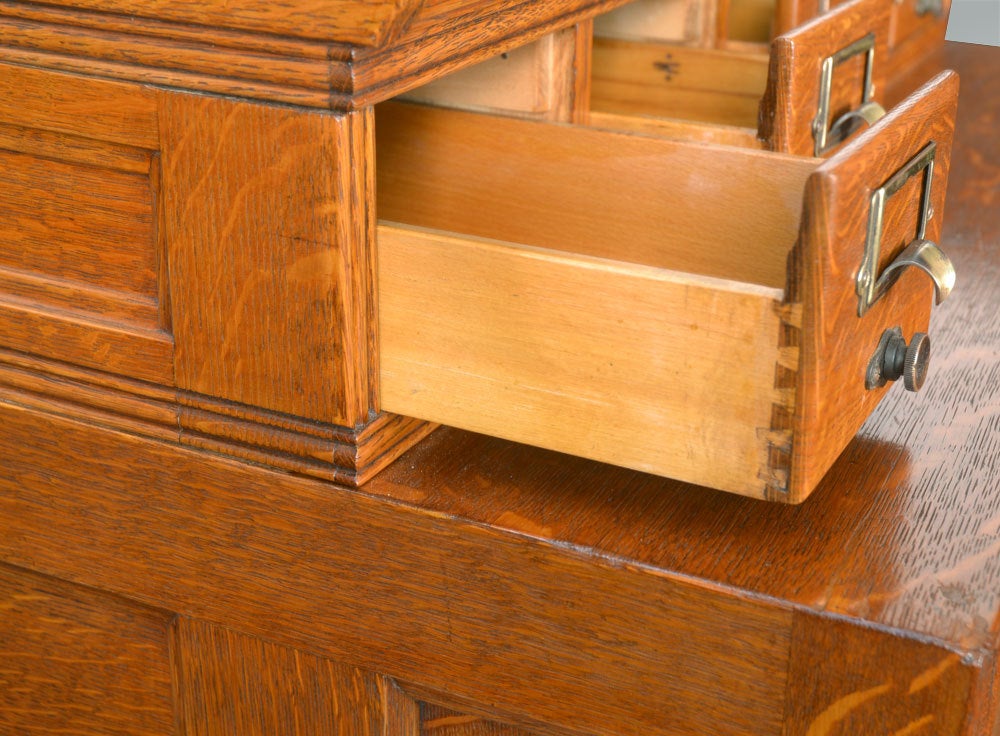 English oak sectional filing cabinet