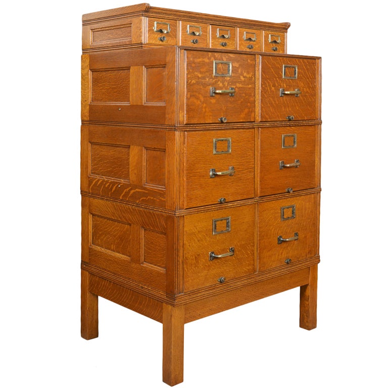 oak sectional filing cabinet