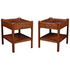 Vintage Pair of Mahogany Tray-Top Tables