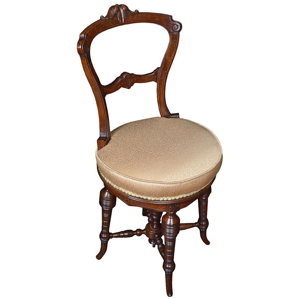 Victorian Walnut Revolving Dressing or Music Chair