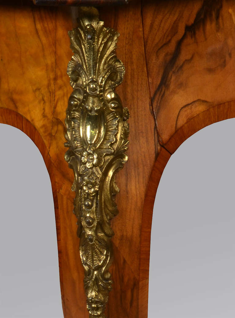 Victorian Figured Walnut Gilt Bronze Mounted Bureau Plat