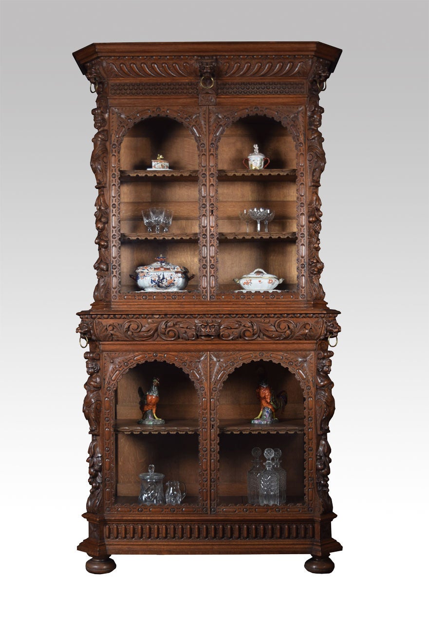 Late Victorian Oak Display Bookcase