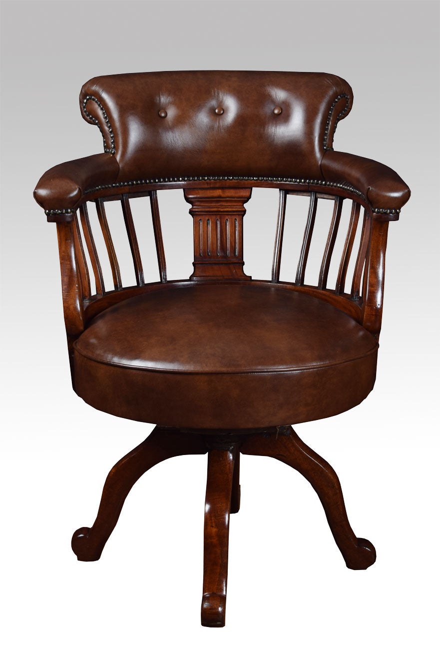 Victorian Mahogany Captains Office Desk Chair