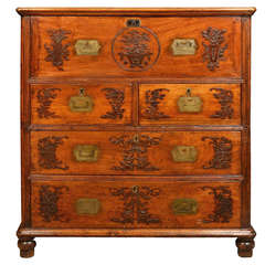 Chinese Camphor Wood Secretaire Campaign Chest 12