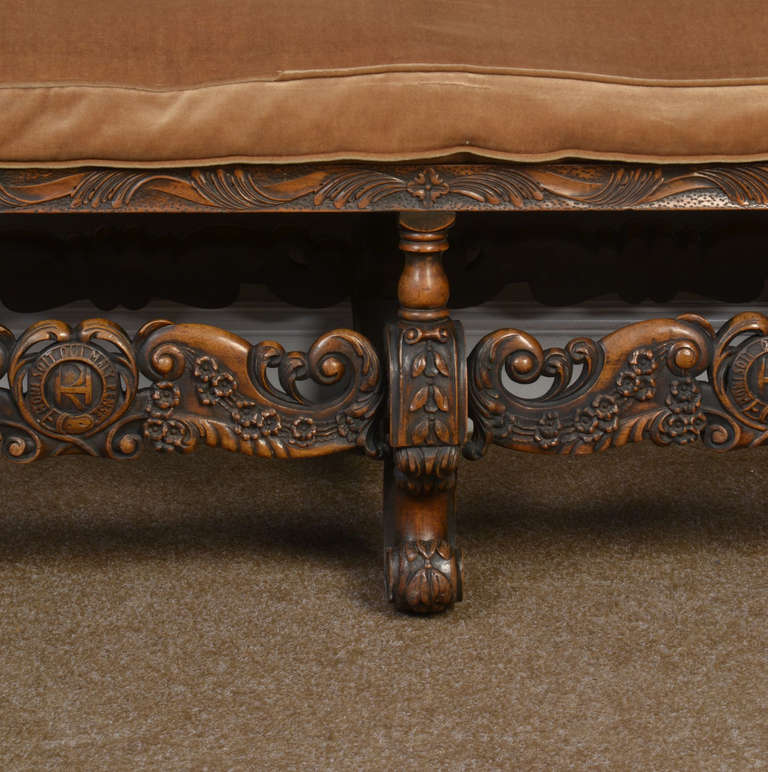British Walnut and Canework High-Backed Settee