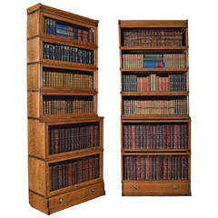 Pair of Oak Globe Wernicke, Six Section Bookcases
