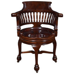 Antique Victorian Mahogany Swivel Desk Chair
