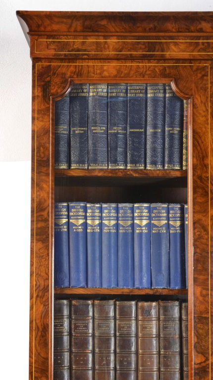 Burr walnut inlaid two door bookcase