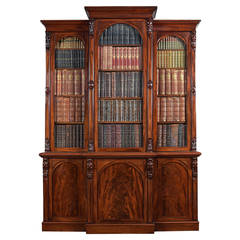 Victorian Mahogany Three-Door Breakfront Bookcase