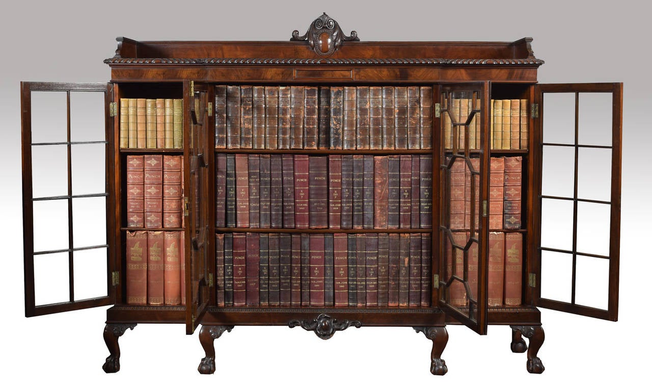 Mahogany Breakfront Glazed Bookcase