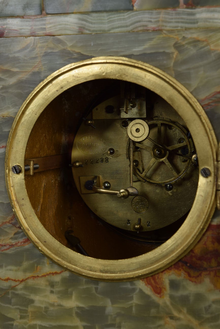 Louis XV 19th century French onyx and gilt metal clock set