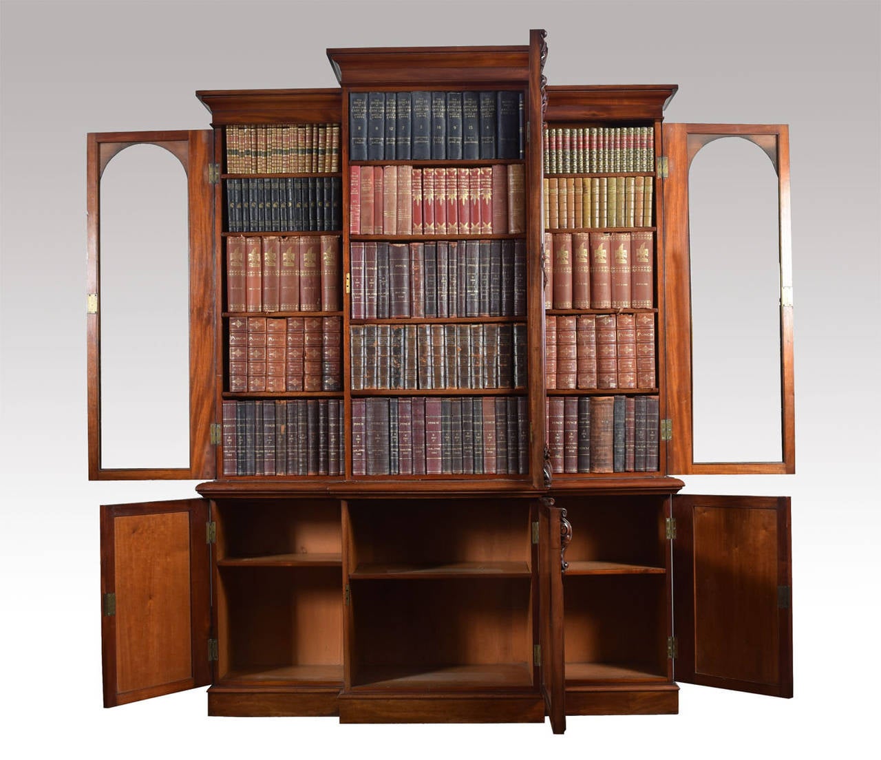 Victorian Mahogany Three-Door Breakfront Bookcase