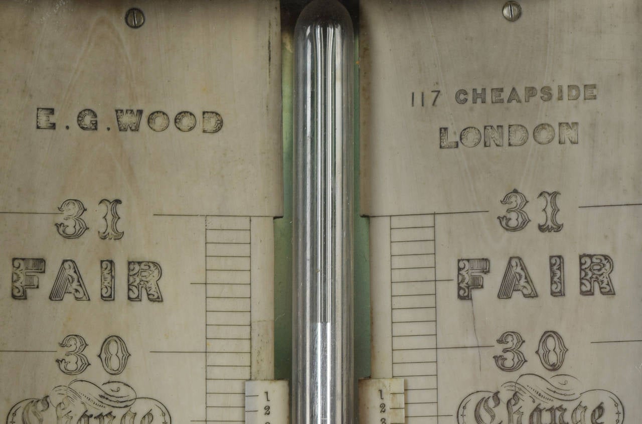 Victorian Oak Cased Stick Barometer and Thermometer In Excellent Condition In Cheshire, GB