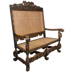 Walnut and Canework High-Backed Settee