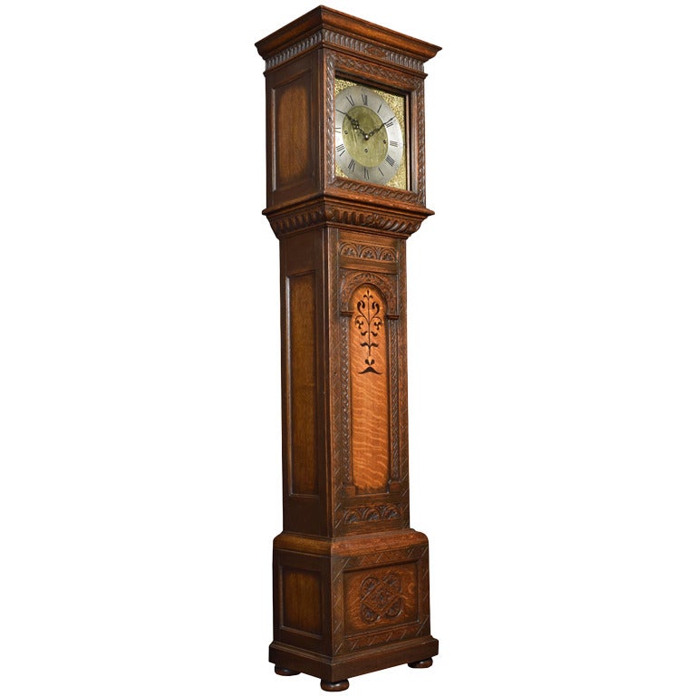 Carved Oak Longcase Musical Clock