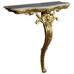 Rococo Style Giltwood and Marble-Top Console Table