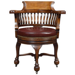 Antique Victorian Oak Swivel Desk Chair