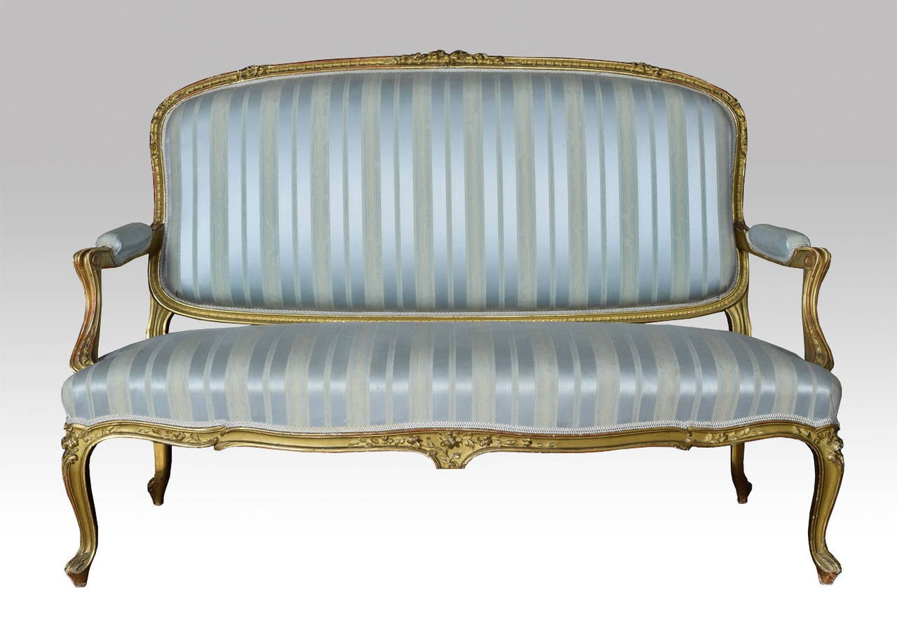 Louis XV Style Giltwood Upholstered Settee