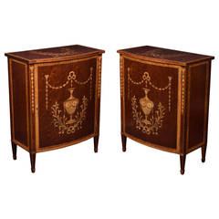 Antique Pair of Late Victorian Mahogany and Inlaid Cabinets
