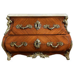Kingwood Louis XV style Gilt Bronze Bombé Shaped Commode or Jewellery Chest