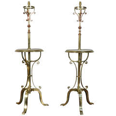 W.A.S. Benson Pair of Brass and Copper Standard Lamps