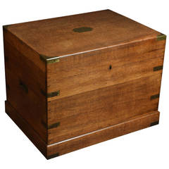 Antique Victorian Oak Brass Bound Silver Chest