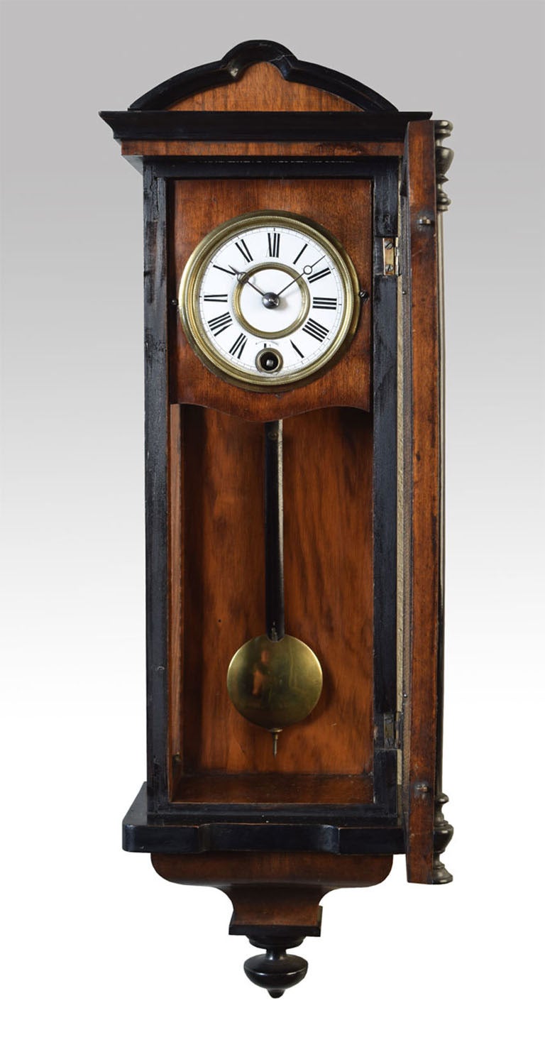 Miniature Walnut and Ebony Cased Vienna Wall Clock