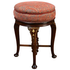Antique 19th century mahogany and inlaid music stool by JAS Shoolbred & Co London