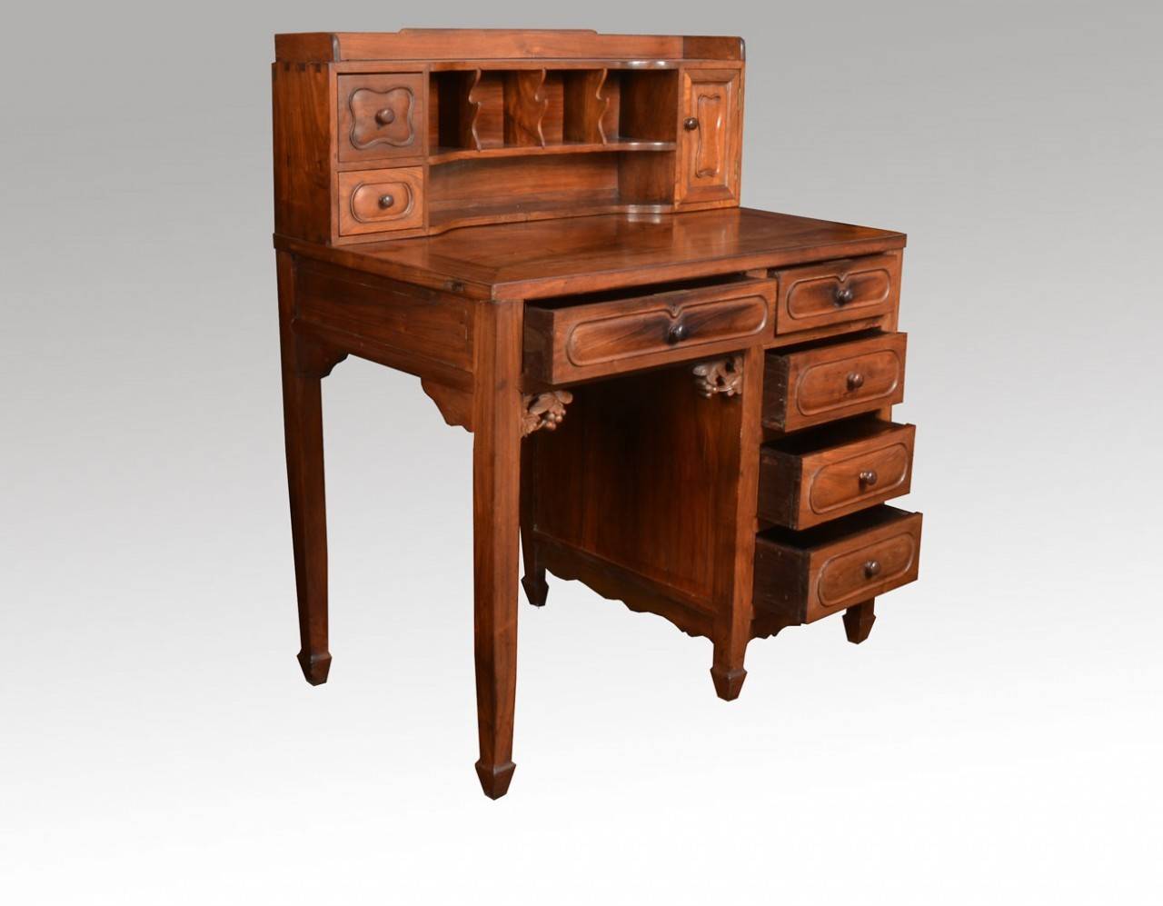 Chinese Hardwood Writing Desk For At 1stdibs Chinese Hardwood Writing Desk The Raised Three Quarter Gallery Above A Selection Of Draws Pigeon Holes