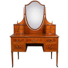 Antique Inlaid Mahogany Vanity or Dressing Table