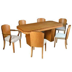 Art Deco Birds-Eye Maple Dining Room Suite