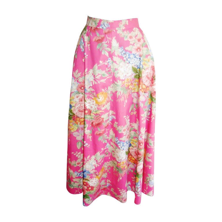 Ralph Lauren Vintage floral cotton skirt For Sale