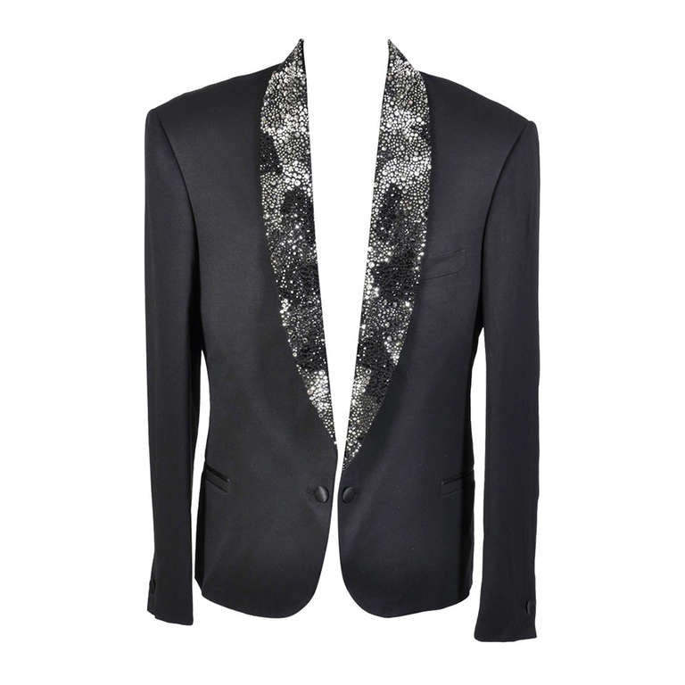 New VERSACE TAILOR MADE CRYSTAL EMBELLISHED TUXEDO SUIT 48 - 38