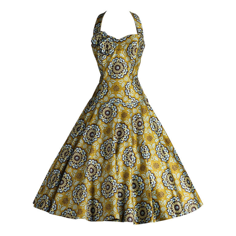 Vintage 1950's Shayne of Miami Polished Cotton Dress