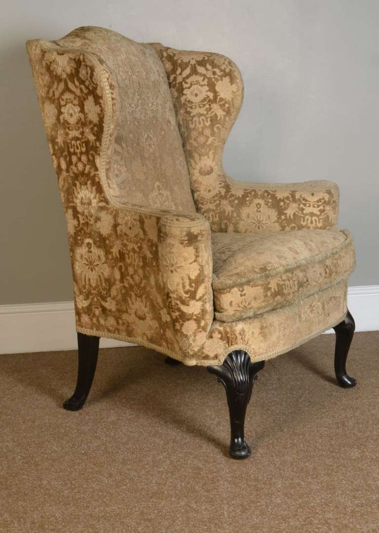 British Pair of George I Style Wing Armchairs