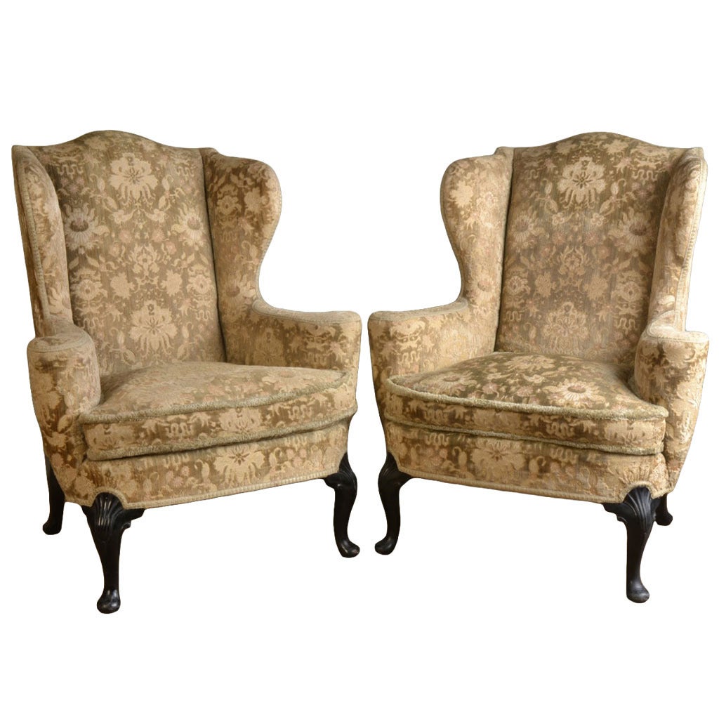 Pair of George I Style Wing Armchairs