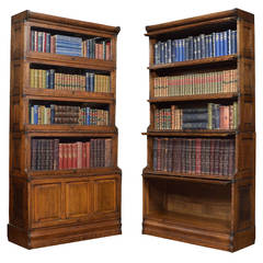 Antique Pair of Oak Sectional Waterfall Bookcases