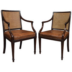 Pair of Mahogany Hepplewhite Style Office Armchairs