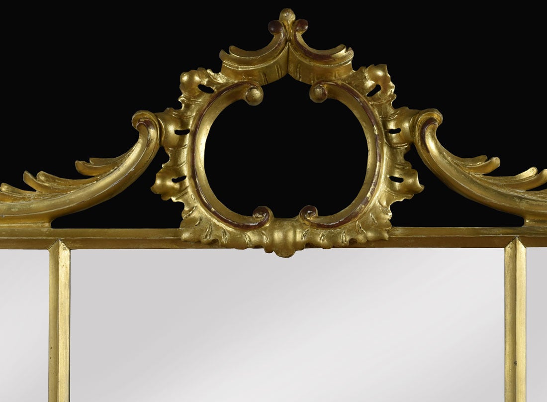 Rococo Style Giltwood Triptych Wall Mirror