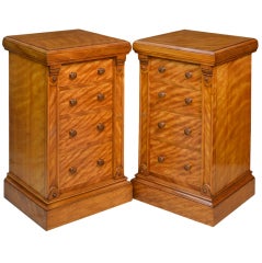 Used Pair of Satinwood Birch Bedside/Night Chests