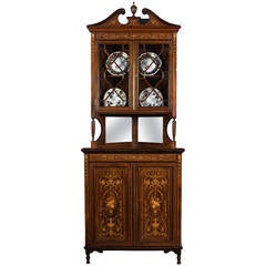 Edwardian Rosewood Inlaid Corner Display Cabinet 3