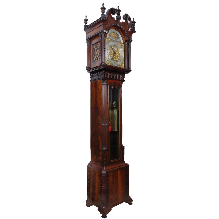 Chippendale Revival Mahogany Exhibition Clock