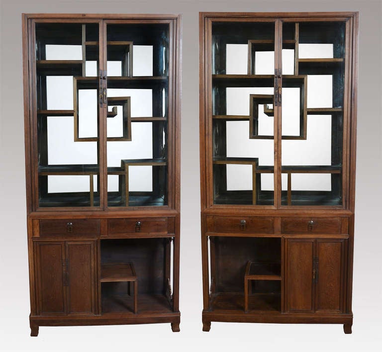 Pair of Chinese Jichimu display cabinets