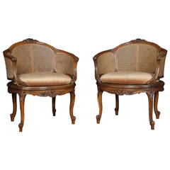 Pair of Walnut Framed Bergere Salon Chairs